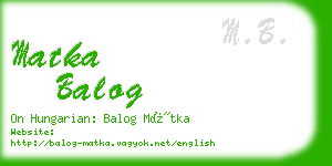 matka balog business card